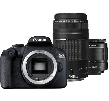 Canon EOS 2000D + EF-S 18-55mm f/3.5-5.6 DC III + EF 75-300mm f/4-5.6 DC III