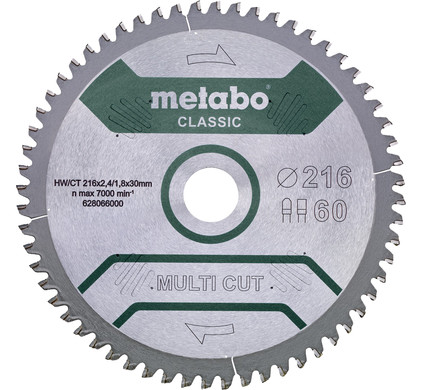 Metabo Multi Cut Zaagblad Universeel 216x30x1,8mm 60T