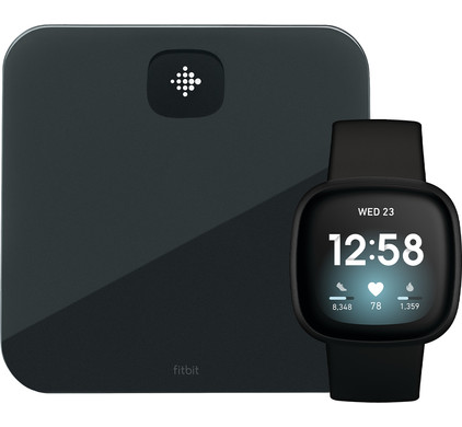 Fitbit Versa 3 Zwart + Fitbit Aria Air Zwart
