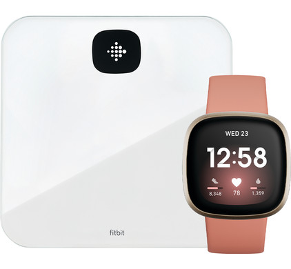 Fitbit Versa 3 Roze/Goud + Fitbit Aria Air Wit