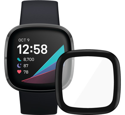 Fitbit Sense Grijs + PanzerGlass Fitbit Sense, Versa 3 Screenprotector Glas Zwart