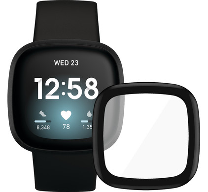 Fitbit Versa 3 Zwart + PanzerGlass Fitbit Sense, Versa 3 Screenprotector Glas Zwart