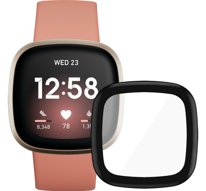 Fitbit Versa 3 Roze/Goud + PanzerGlass Fitbit Sense, Versa 3 Screenprotector Glas Zwart