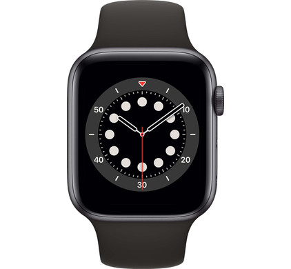 Apple Watch Series 6 44mm Space Gray Aluminium Zwarte Sportband