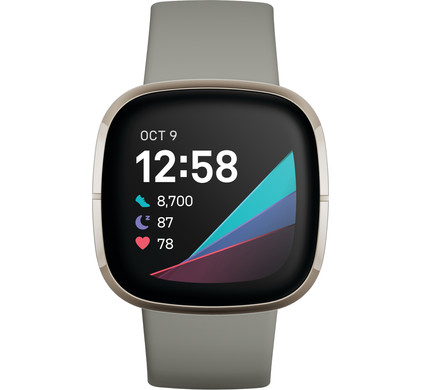 Champagne levend deze Fitbit Sense Groen/Zilver - Coolblue - Voor 23.59u, morgen in huis