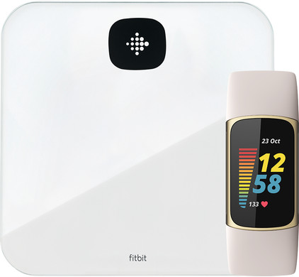 Fitbit Charge 5 Wit/Goud + Fitbit Aria Air Wit