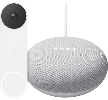 Google Nest Doorbell + Google Nest Mini Wit slimme speaker & chime