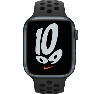 Apple Watch Nike Series 7 45mm Middernacht Aluminium Zwarte Sportband