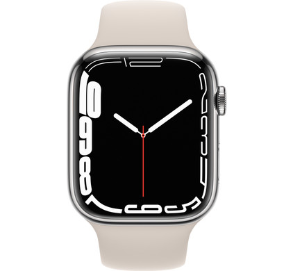 Komkommer Metafoor Onverschilligheid Apple Watch Series 7 4G 45mm Zilver Rvs Crème Sportband - Coolblue - Voor  23.59u, morgen in huis