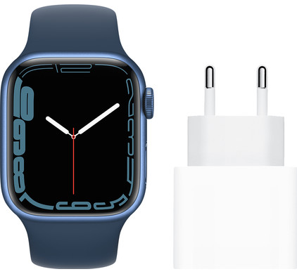 Apple Watch Series 7 41mm Blauw Aluminium Blauwe Sportband + Apple Usb C Oplader 20W