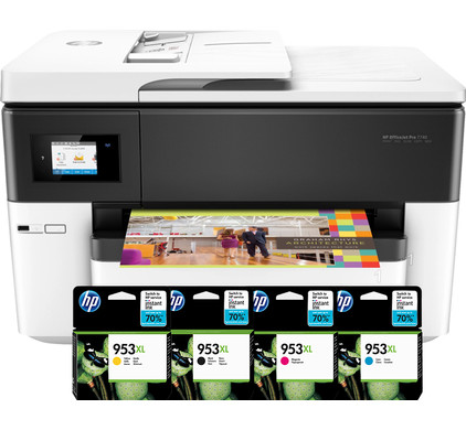 HP Officejet 7740 + 1 set extra inkt