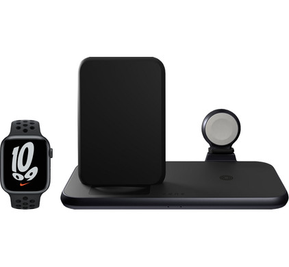 Apple Watch Nike Series 7 45mm Nachtblauw Zwart Bandje + ZENS 3-in-1 Draadloze Oplader