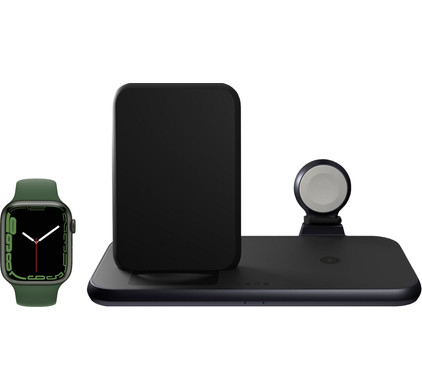 Apple Watch Series 7 45mm Groen Groen Bandje + ZENS 3-in-1 Draadloze Oplader Zwart