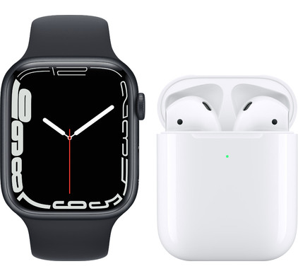 Apple Watch Series 7 45mm Middernacht Aluminium Middernacht Sportband + Apple AirPods 2