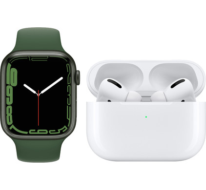 Apple Watch Series 7 45mm Groen Aluminium Groene Sportband + Apple AirPods Pro