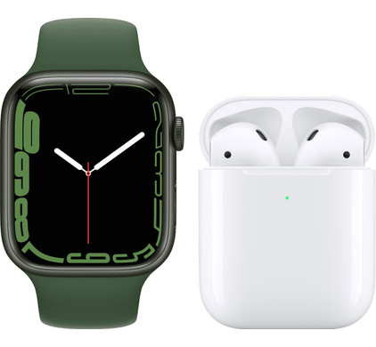 Apple Watch Series 7 41mm Groen Aluminium Groene Sportband + Apple AirPods 2