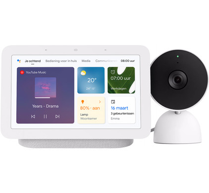 Google Nest Cam Indoor Wired + Google Nest Hub 2