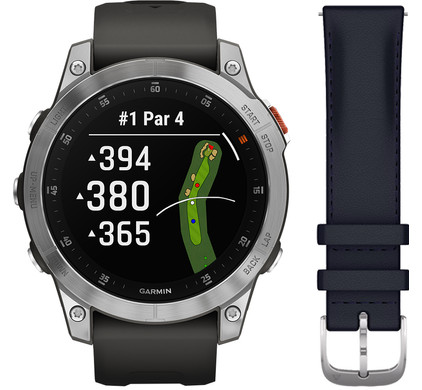 Garmin Epix Gen 2 Zilver 47mm + Garmin Leren Bandje Blauw 20mm