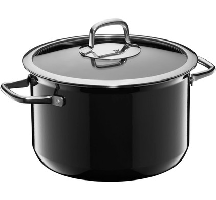 WMF Fusiontec Essential Kookpan, groot, 24 cm, glazen deksel, braadpan, inductie, 4,4 l, high-tech keramiek, krasbestendig, ongecoat, zwart, Made in Germany