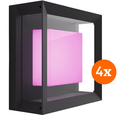 Philips Hue Econic muurlamp White and Color Zwart modern 4-pack