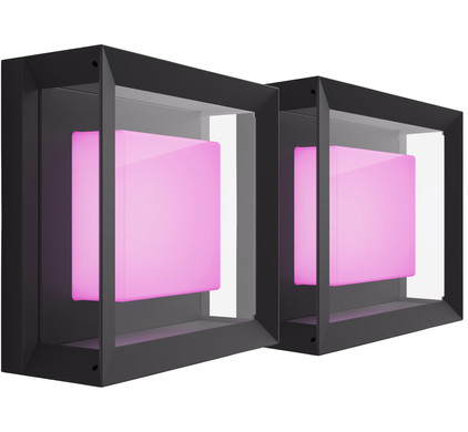 Philips Hue Econic muurlamp White and Color Zwart modern duo pack