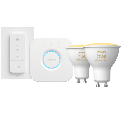 Philips Hue White Ambiance Starter Pack GU10 met 2 lampen, dimmer + Bridge