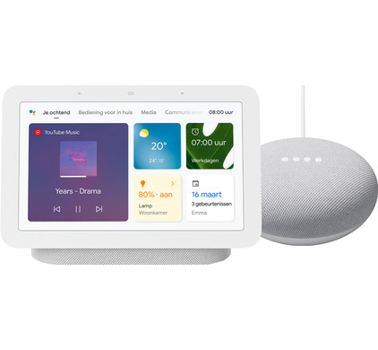 Google Nest Hub 2 Chalk + Google Nest Mini