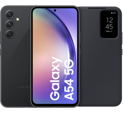 Samsung Galaxy A54 256GB Zwart 5G + Samsung Clear View Book Case Zwart