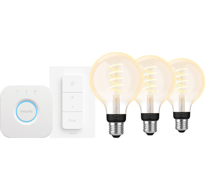Philips Hue Filament White Ambiance Globe 3-Pack Startpakket