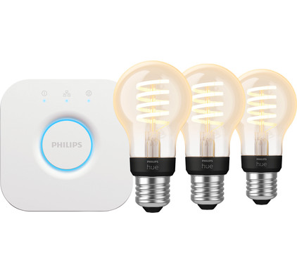 Philips Hue Filament White Ambiance Standaard 3-Pack + Bridge
