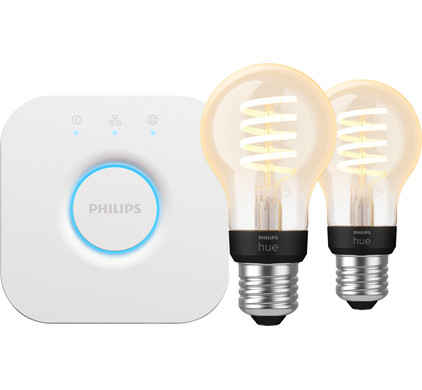 Philips Hue Filament White Ambiance Standaard 2-Pack + Bridge