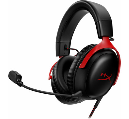 HyperX Cloud III Wired Gaming Headset - Zwart/Rood (PC, PS5, Xbox Series X/S)