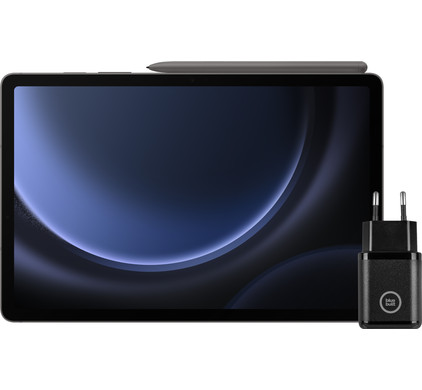 Samsung Galaxy Tab S9 FE 256GB Wifi en 5G Grijs + BlueBuilt Oplader