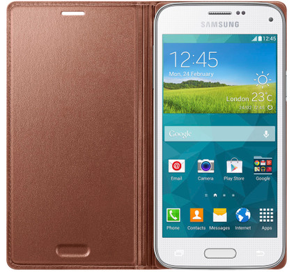 Samsung Galaxy S5 Mini Flip Cover Gold - Coolblue - Voor morgen huis