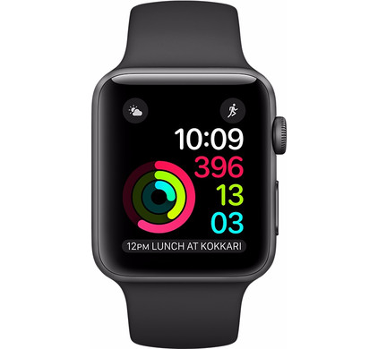 Onvermijdelijk Thespian iets Apple Watch Series 1 38mm Spacegrijs Aluminium/Zwarte Sportband - Coolblue  - Voor 23.59u, morgen in huis