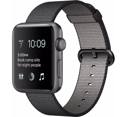 Apple Watch Series 2 42mm Spacegrijs Aluminium Zwart Nylon Coolblue Voor 23 59u Morgen In Huis
