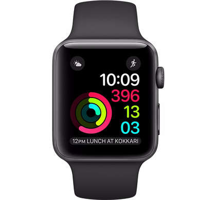 gras mist Vooroordeel Apple Watch Series 2 42mm Spacegrijs Aluminium/Zwarte Sportband - Coolblue  - Voor 23.59u, morgen in huis