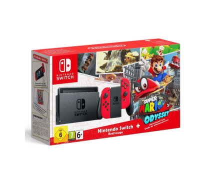 Nintendo Switch Odyssey Bundle: Red and Blue Joy-Con Improved Battery Life  32GB Console,Super Mario Odyssey Game Disc and Odyssey Deluxe Travel Case