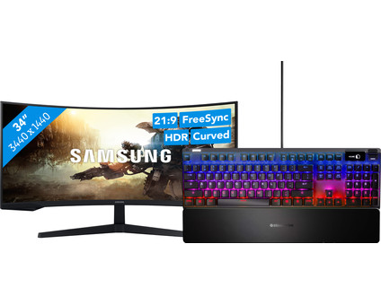 Samsung Odyssey G5 LC34G55TWWPXEN + SteelSeries Apex Pro Gaming Toetsenbord QWERTY