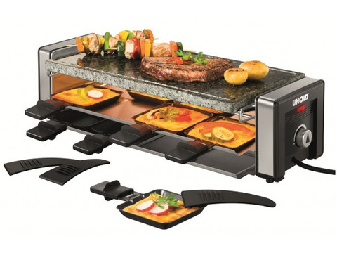 Raclette Grill Voor 8 Personen, Mini Pannetjes Het Koken Van Kaas En Bijgerechten Een Houten Spatel Raclette Flexibele Temperatuurregeling Groot Vierkant Antiaanbak Kookvlak 1500 W 2049381374