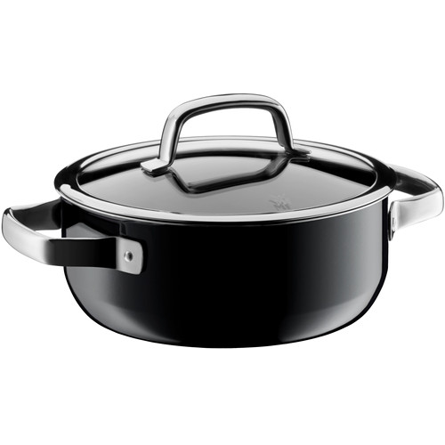 WMF Fusiontec Minerale kookpan, groot, 20 cm, vleespan, inductie, 3,7 l, glazen deksel, high-tech keramiek, krasbestendig, bruin