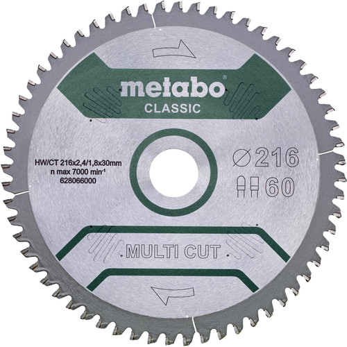 Metabo Multi Cut Zaagblad Universeel 216x30x1,8mm 60T