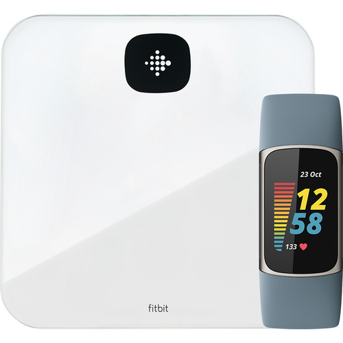 Fitbit Charge 5 Blauw/Zilver + Fitbit Aria Air Wit