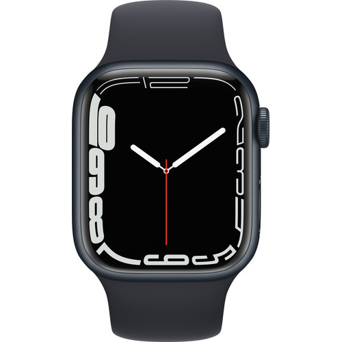 Apple Watch Series 7 41mm Nachtblauw Aluminium Zwarte Sportband