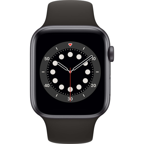 Apple Watch Series 6 44mm Space Gray Aluminium Zwarte Sportband