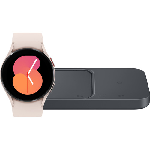 Samsung Galaxy Watch5 Rosegoud 40mm + Duo Draadloze Oplader 15W