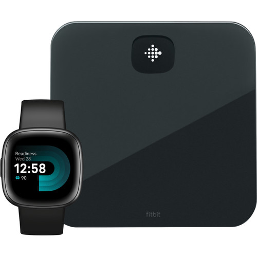 Fitbit Versa 4 Zwart + Fitbit Aria Air Weegschaal Zwart