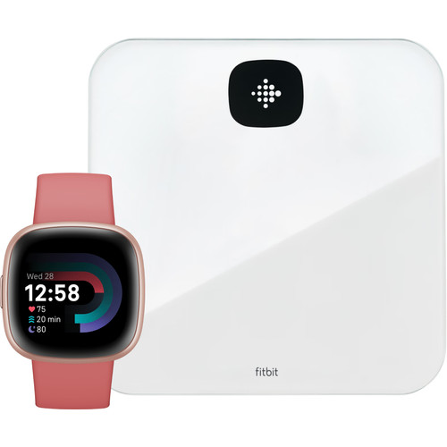 Fitbit Versa 4 Roze + Fitbit Aria Air Weegschaal Wit