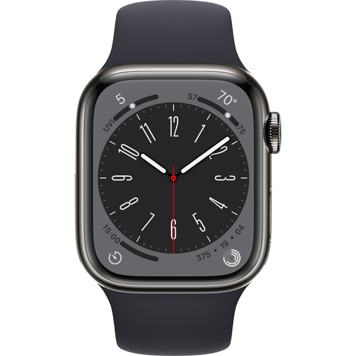 Apple Watch Series 8 4G 45mm Grafiet Rvs Midnight Sportband