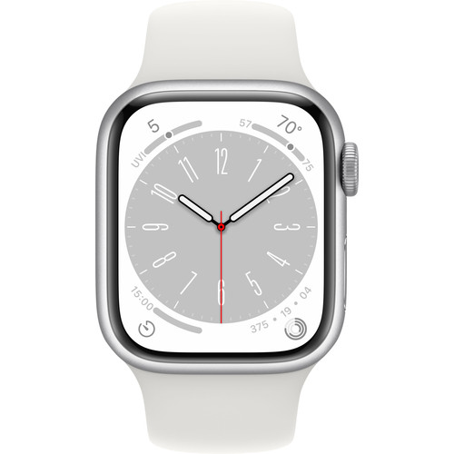 Apple Watch Series 8 41mm Zilver Aluminium Witte Sportband